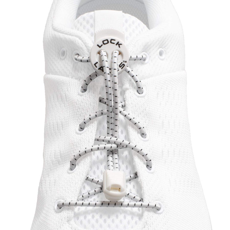 LOCK LACES أربطة أحذية قفل (أربطة مرنة بدون ربط (عبوة من 3) (أبيض-أزرق-رمادي) - Image 2